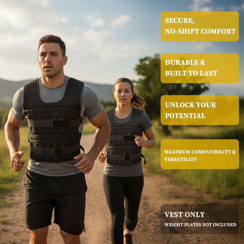 mavee Adjustable Weight Vest (Vest Only, Weights Not Included) - 32 Slots for Custom Resistance, Fits Men & Women - for Strength Training, Running, Fitness