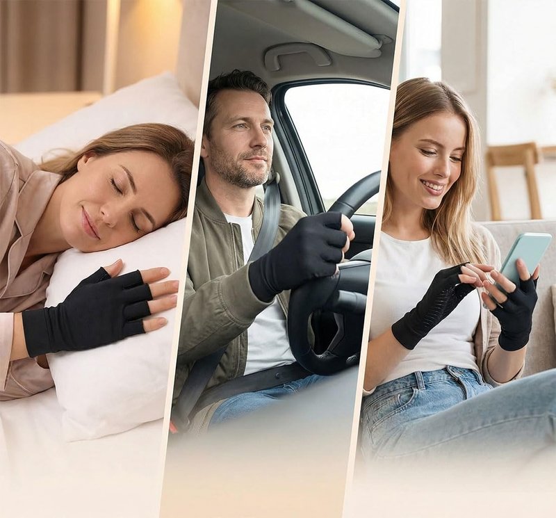 SHIFANQI 2 Pairs Copper Arthritis Gloves for Carpal Tunnel Pain Relief, Compression Gloves to Alleviate Hand Pain,Swelling,Fingerless Typing Gloves for Rheumatoid,Tendonitis for Women&Men (Medium)