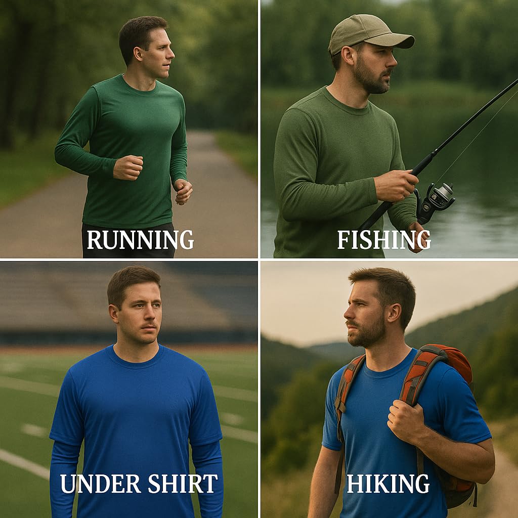 Men's Long Sleeve Moisture Wicking Athletic Shirts, Dry Fit Long Sleeve UV Protection Shirts Men for Workout, Running, Hiking Black