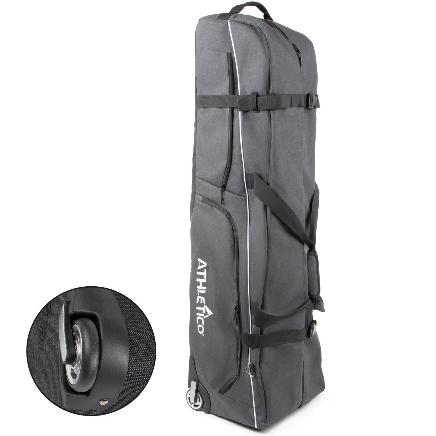Athletico Ace Wheeled Golf Travel Bag - Heavy Duty Padded Golf Travel Bags With Wheels - Soft-Sided Golf Club Travel Cover Protects Clubs - Waterproof Golf Bag Travel Case - Universal Size