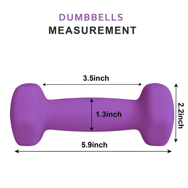 Balelinko Home Gym Equipment Workouts Strength Training Weight Loss Pilates Weights Yoga Sets Free Weights for Women, Men, Seniors and Youth, 2LB Purple, Pair