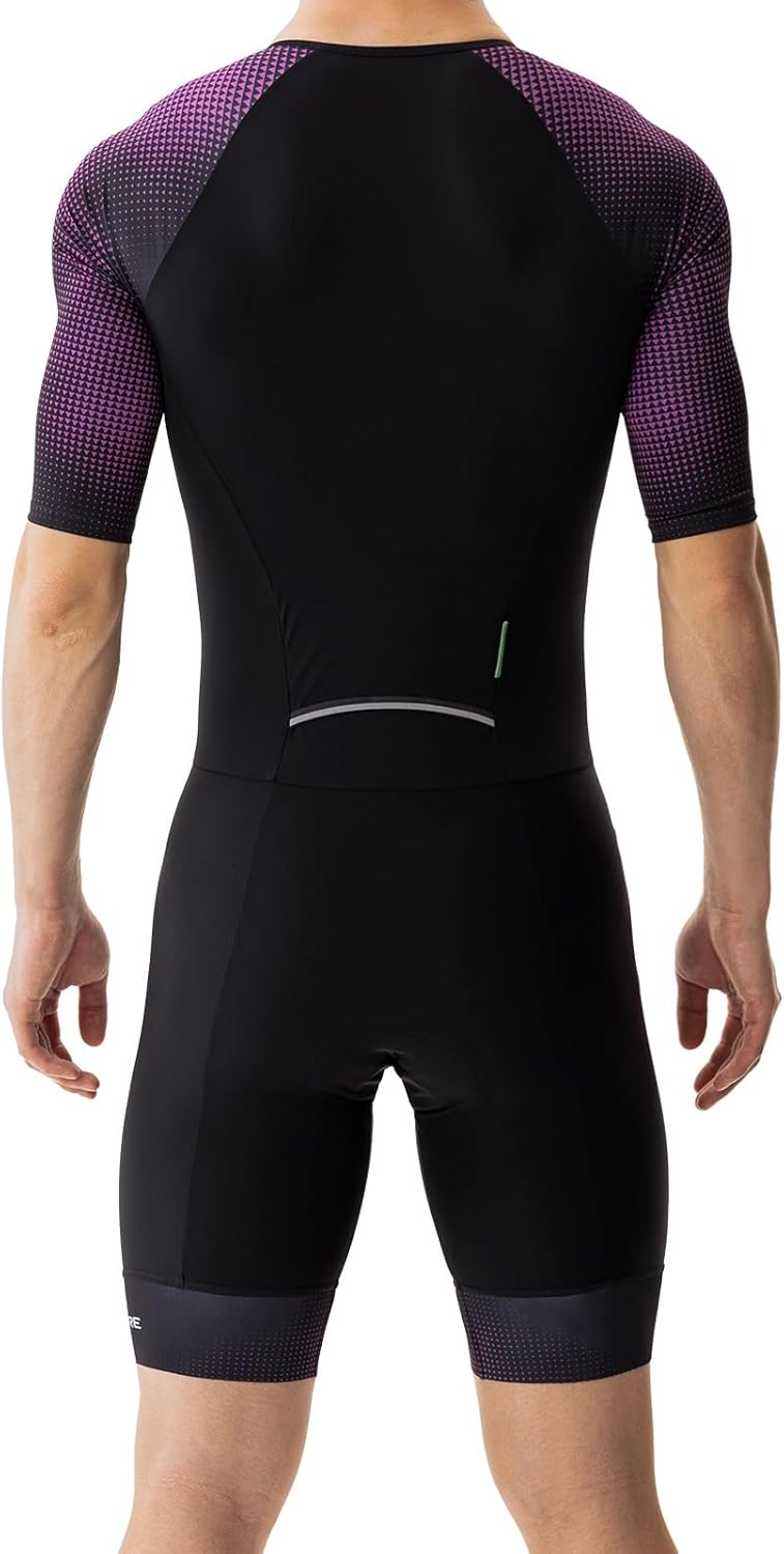 Men’s Triathlon Suit - Short Sleeve Racing Tri Suit | Quick Dry, Padded, Zipper Pocket