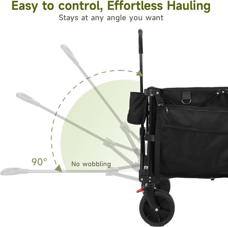 Collapsible Wagon Cart - Heavy Duty Utility Wagon with 400 lbs Capacity | 7 cu ft Storage, Big Wheels for Beach, Garden & Camping