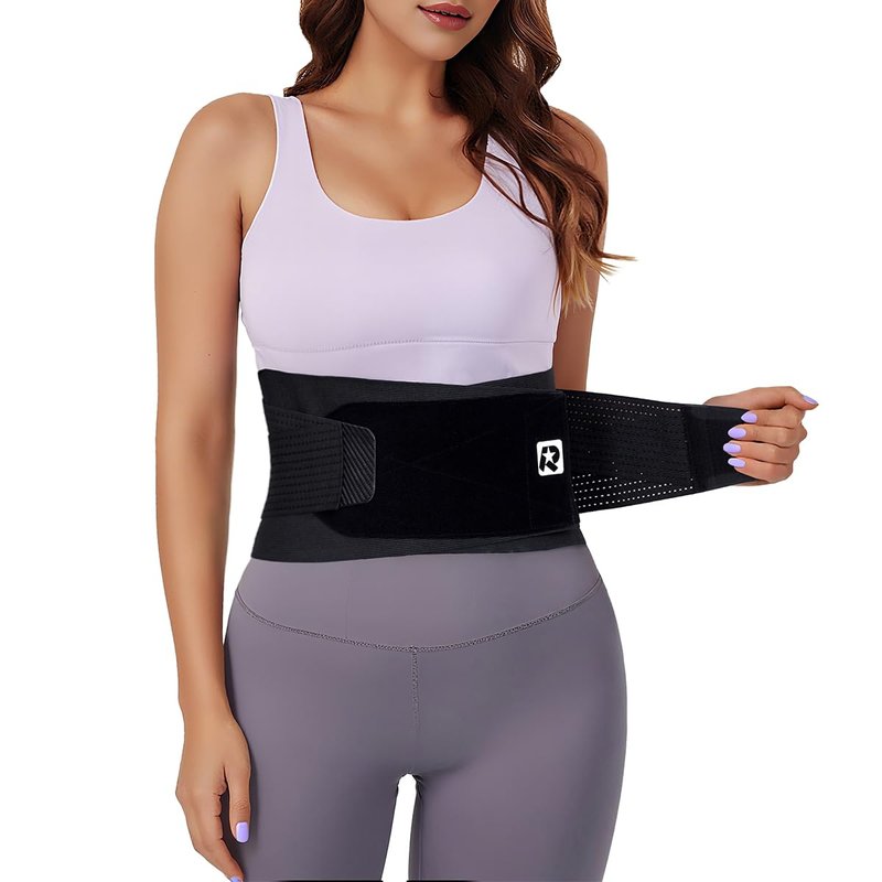 Herseme Waist Trimmer for Women & Men Upgraded Breathable Adjustable Waist Trainer Lower Belly Fat Sweat Stomach Wrap Belt with 10PCS Support Frame Back Support for Workout Fitness Body Shaper, Black