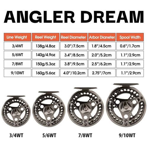 ANGLER DREAM Fly Fishing Reel wih Line Combo WF Floating Line 8WT Fly Reel Preloaded Fly Line Spool 9/10WT Large Arbor CNC Machinesed Fly Reel