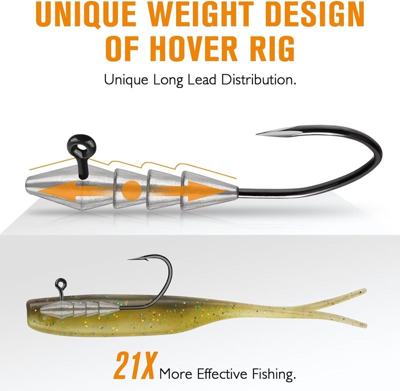 15PCS Hover Rig Jighead Swimbait Fishing Jig Heads - Bass Hooks 1/0, 3/0, 5/0 | 1/16OZ, 1/8OZ, 1/4OZ