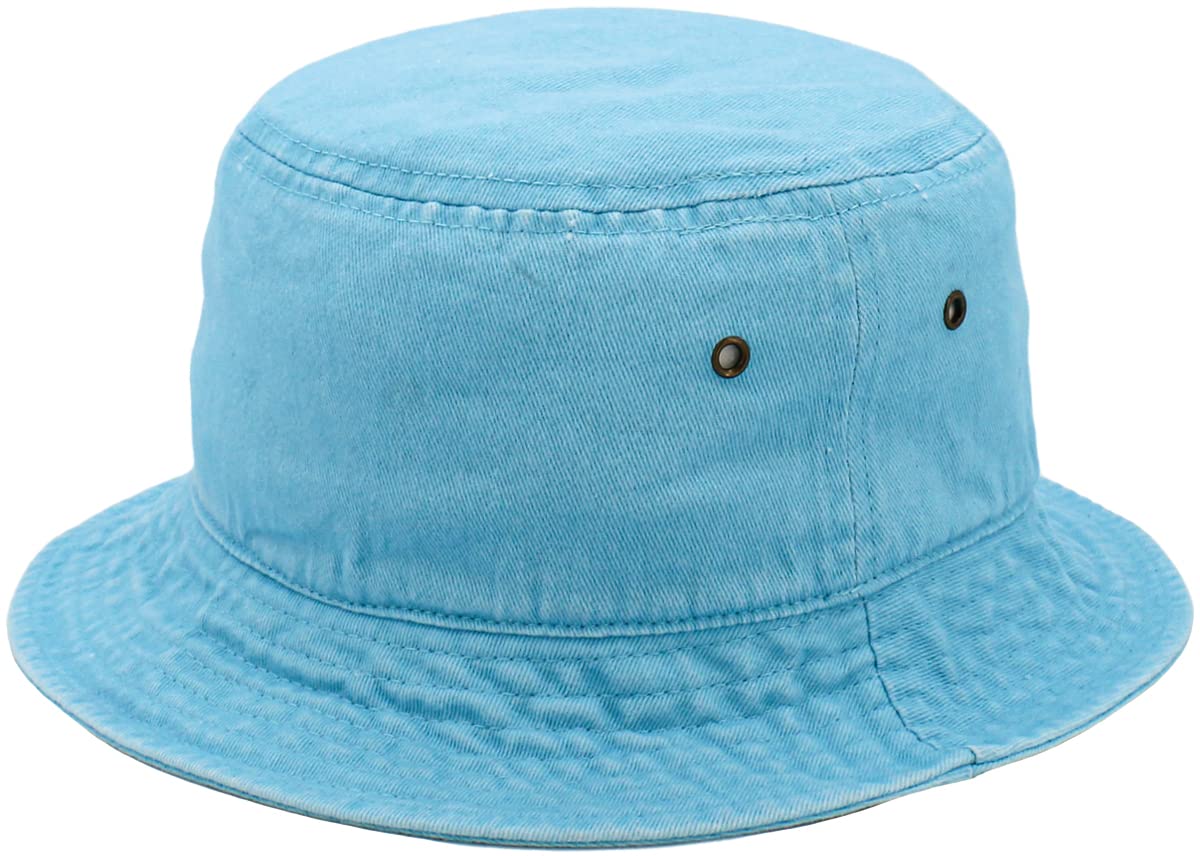 KBM-500 Washed Baby Blue S/M Unisex Washed Cotton Bucket Hat Summer Outdoor Cap