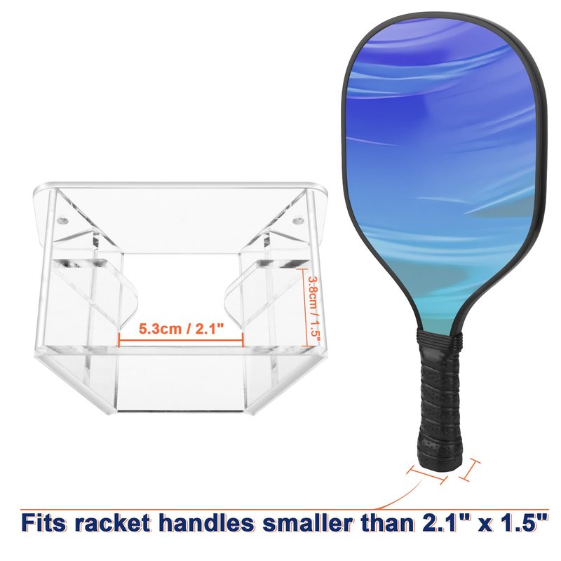 Cosmos Pickleball Paddle Rack Pickleball Racket Wall Mount Stand 2-Paddle Acrylic Display Holder Pickleball Paddle Storage Rack for Two Pickleball Rackets or Table Tennis Rackets (Transparent Clear)