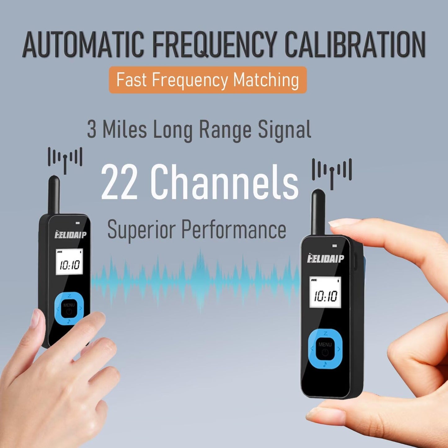 ELIDAIP T-M1 2-Pack Super Mini Walkie Talkies with Earpieces LCD Display
