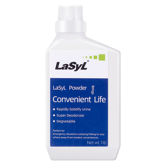 LaSyL Super Absorbent Powder - 50 Use, Solidify Body Fluids in 1 Min - Easy to Port Waste Liquid - for Camping Portable Toilet, Bedside Commodes, Pet Toilet etc-1LB