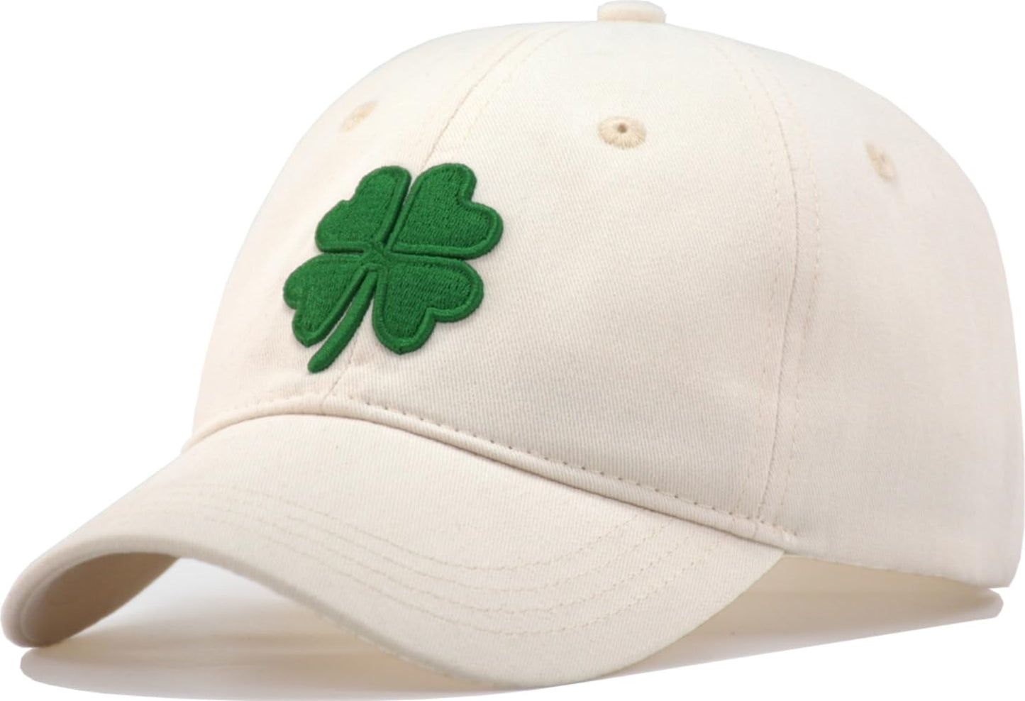 Small Size Baseball Cap for Petite Head Adults/Youth/Teens - Adjustable S Size Shamrock Hat Lucky Four-Leaf Clover Ball Cap for Small Head Women Men & Teenagers - Beige