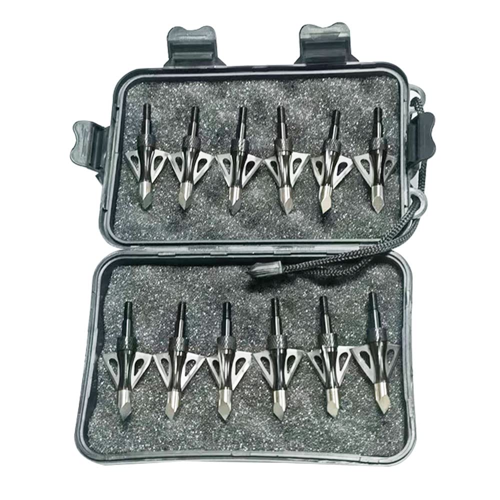 Hunting Broadheads, 3 Blades Archery Broadheads 100 Grain Screw-in Arrow Tips Compatible with Crossbow and Compound Bow