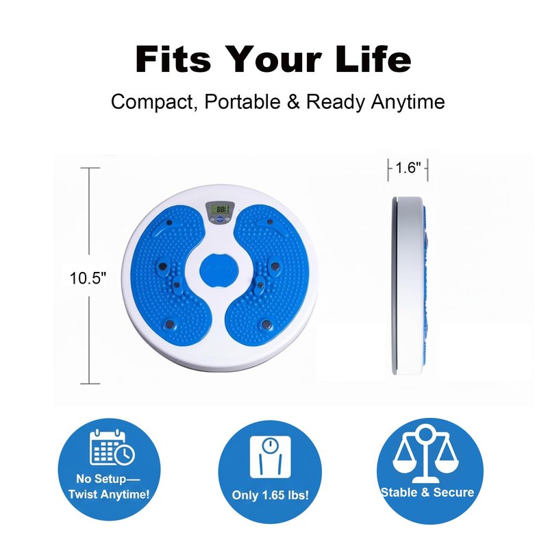 KYTO Waist Twister Disc, 360° Rotation Core Trainer Board with Digital Counter, Non-Slip Foot Massage Twist Board, Abdominal Workout Body Shaping Equipment for Home Office Indoor Fitness