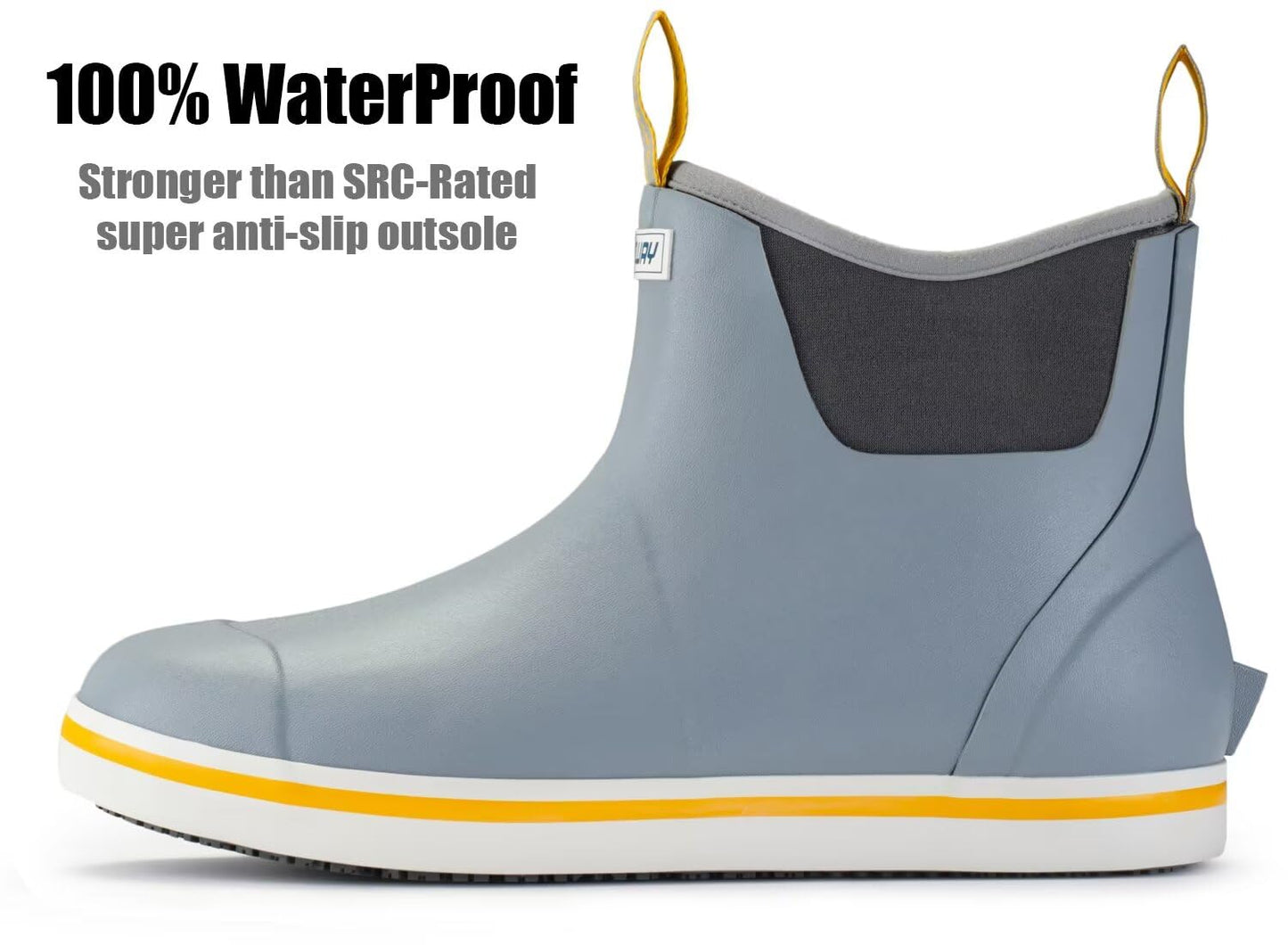 SUREWAY Men's Deck Boots Professional Non-Slip Fishing & Ankle Boating Boot Waterproof Rain Boots, Lightweight Neoprene Rubber Deck Boots
