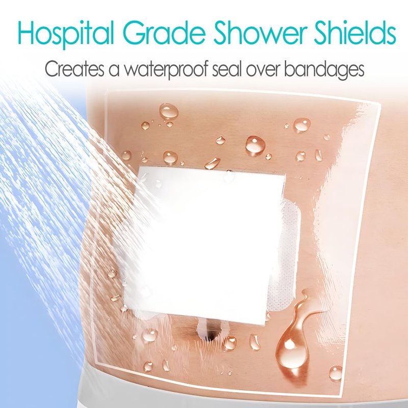Waterproof Dialysis Port Shower Cover Pd Catheter Shower Shields Dialysis Catheter Shower Protector 9"x9" Picc Line Adhesive Bandage with Non-Stick Center Pad (Pack of 25)