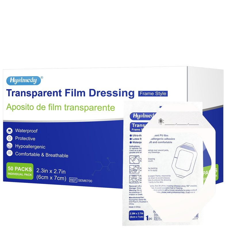 Hysimedy Transparent Film Dressing 2.3x2.7 inch 50 Packs Waterproof Clear Bandages for Swimming, Showering, Post Surgical, IV Shield, Tattoo Aftercare Bandages Shower Shield Wound Cover