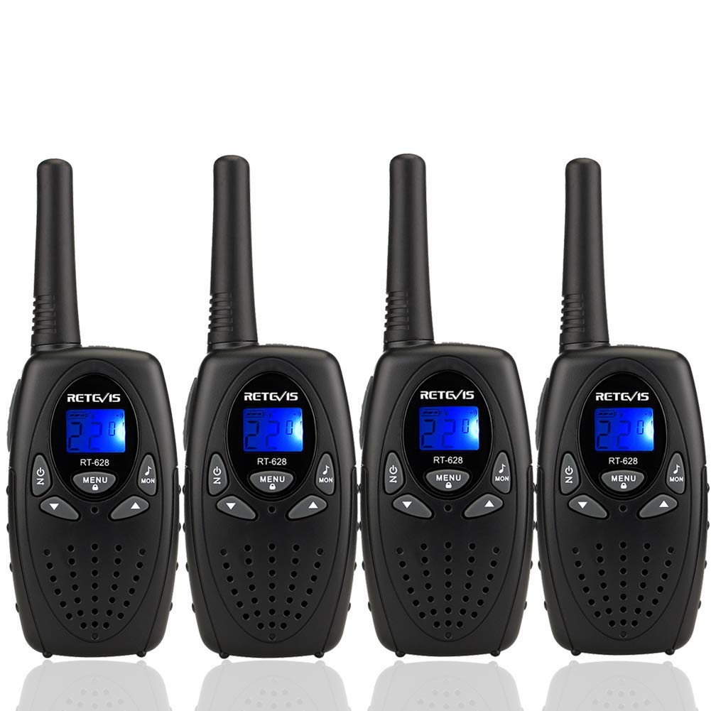 Retevis RT628 Walkie Talkies, Long Range Walkie Talkies for Adults, Belt Clip Key Lock Crystal Voice, Family Two Way Radios 4 Pack with for Camping Hiking(Black,4 Pack)