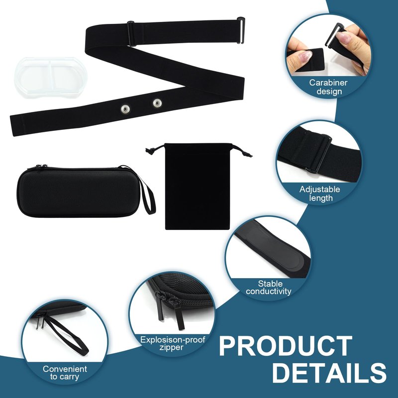 Heart Rate Monitor Chest Strap Compatible with Polar H10 H9 H7 Wahoo Garmin, Adjustable Waterproof Replacement Band with Crystal Velvet Storage Case, Pill Box & Carry Pouch for Fitness Enthusiasts