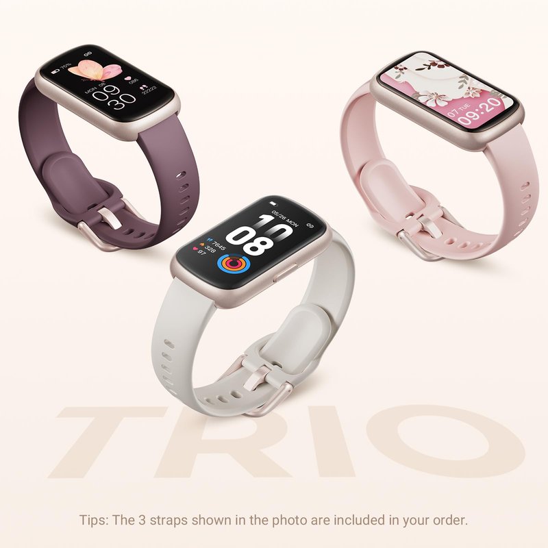 TIFOZEN Health Fitness Tracker Smart Watch with 24/7 Heart Rate, Blood Oxygen, Sleep Tracker, Pedometer, 3 Colorful Bands & 3ATM Waterproof Activity Tracker with Step Calorie Counter, Bubble Pink