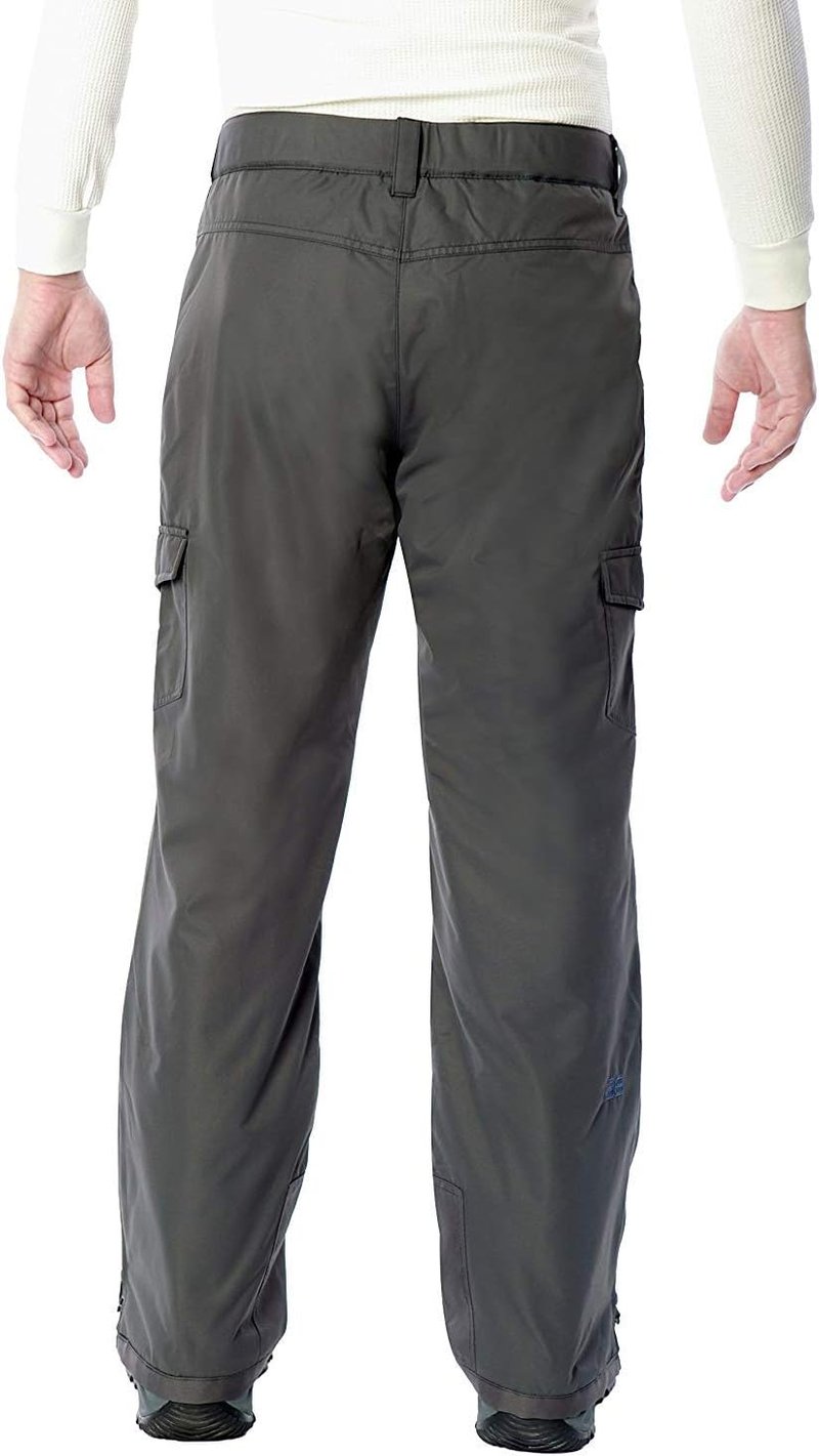 Mens Snowsports Cargo Pants - Waterproof, Insulated, Adjustable Waist | Black, Size M-XXL