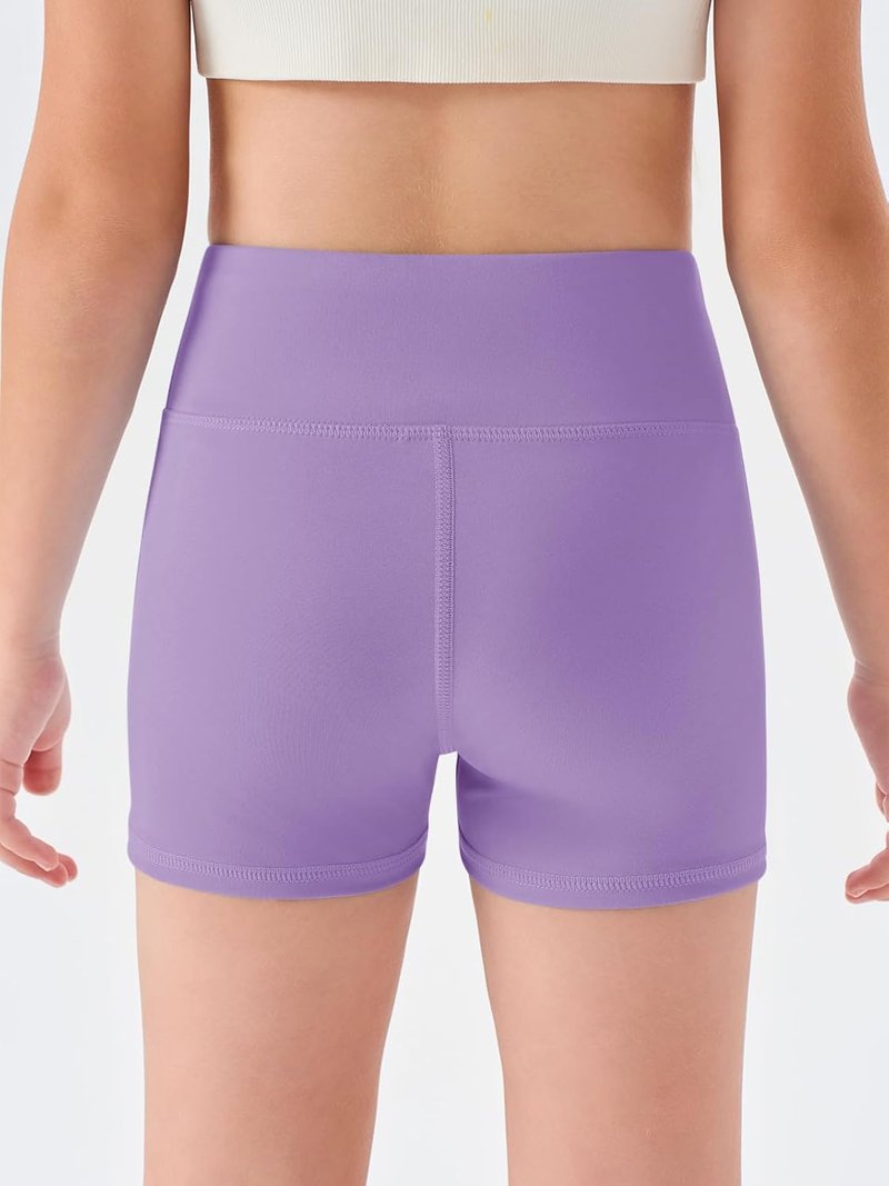 Girls Athletic High-Waisted Yoga Dance Biker Shorts - Comfy Gymnastics Shorts for Ages 5-14