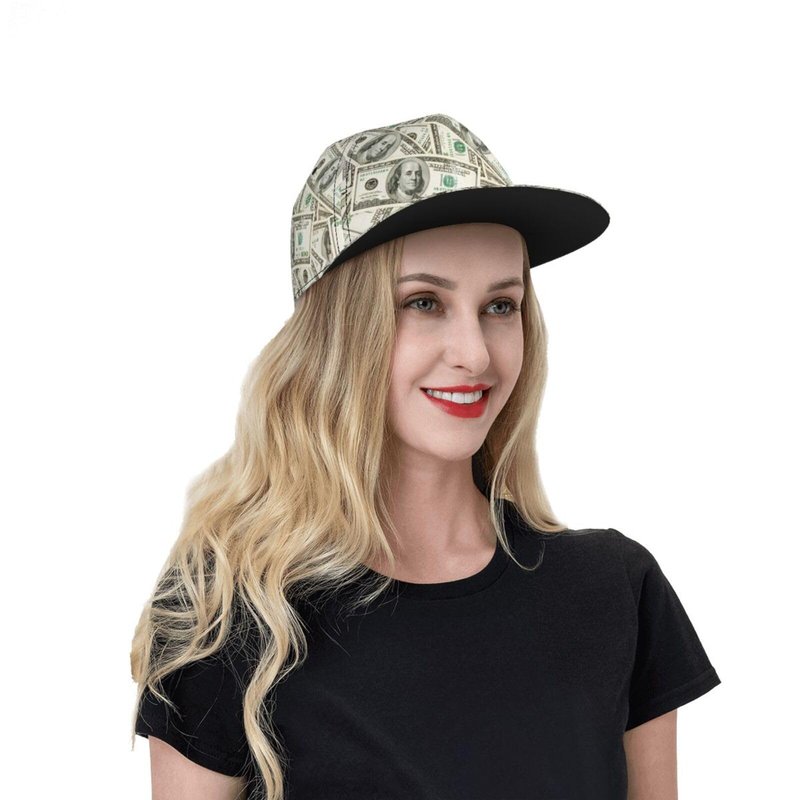 ZLRJYNG Us Dollar Money Baseball Cap for Men Women – Flat Brim Snapback Hat, Adjustable Casual Hat for Daily Wear & Street Style