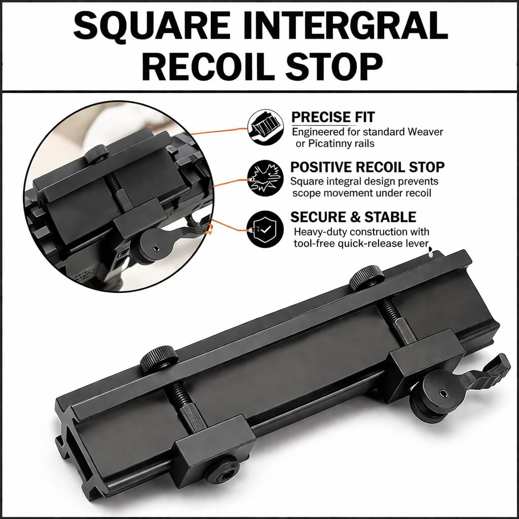 360 Tactical 1-Inch High Profile Short Riser Mount - Matte Black Picatinny for Scopes & Optics | 90° & 45° Angles
