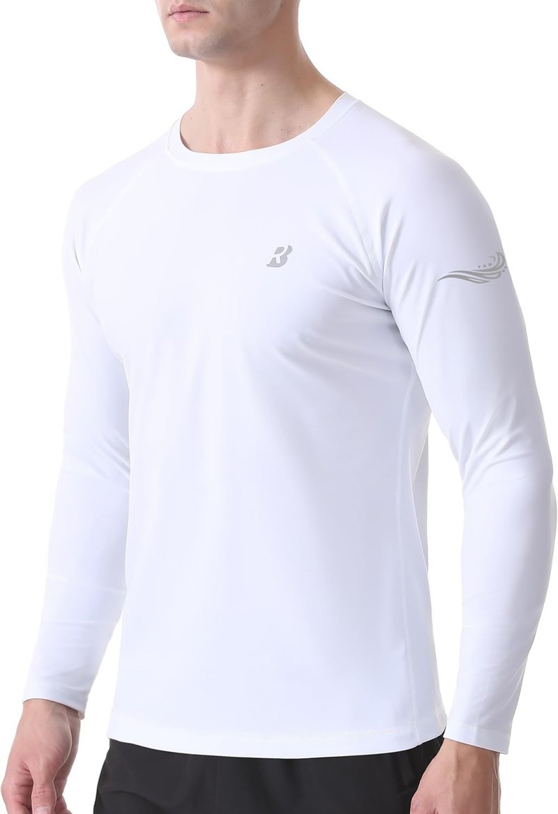 UPF 50+ Men's Long Sleeve Swim Shirt - Sun Protection Rash Guard for Fishing, Beach & Hiking
