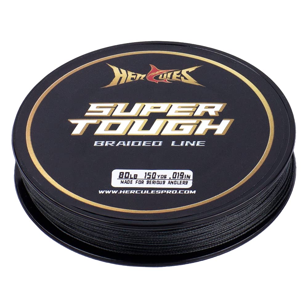 HERCULES Super Tough Braided Fishing Line 10 pounds Test Black 10LB (500 Yards) - 4 Strands