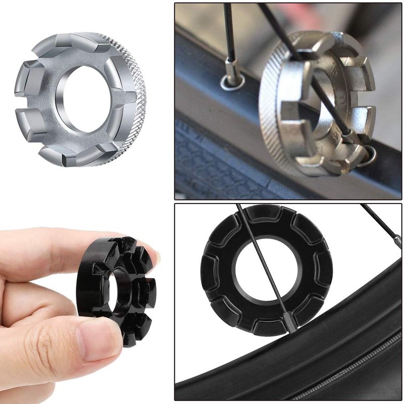 CHIVENIDO Bike Spoke Wrench Set, 7PCS Portable Bicycle Spoke Tool Kit Includes 8 Way Bike Rim Truing Tool, Spoke Key with Rubber Handle, Tire Lever, Y-Type Hex Wrench, Y-Type Socket Wrench