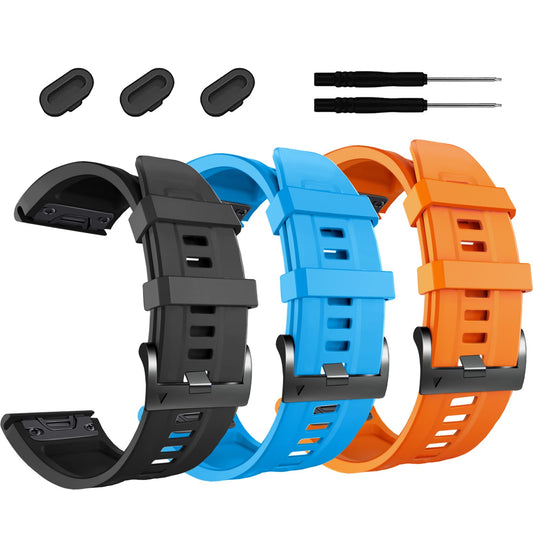 ZPJPPLX 26mm for GARMIN Fenix 7X Band, Fenix 6X Pro Fenix 5X Plus Watch Strap Descent Mk2i MK3i 51mm Silicone Wristband Fenix 6X Fenix 3 Smartwatch WristBand，3pack B