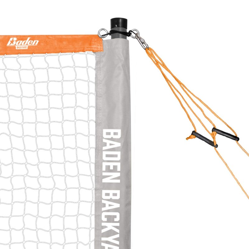 Baden Champions Portable Badminton Set | Regulation Net, 4 Racquets, 3 Shuttlecocks, Boundary & Carry Bag | Ideal for Backyard Fun | Orange/Gray