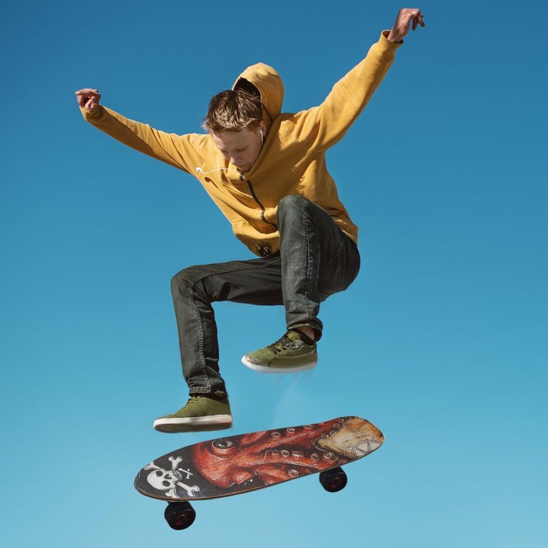 QwThum Octopus Pirate and Compass Skateboard Grip Tape Anti Slip Griptape Sheets Longboard Grip Tape Scooter Grips Design Print Standard Paper Boys Girls Teens Women Men 44x10 in