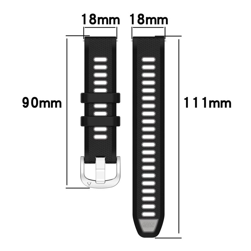 AWADUO Compatible with Garmin Forerunner 265S/255S/255S Music Replacement Band, 18mm Replacement Silicone Wrist Strap Bracelet Band, Watch Accessories(Black+Gery)