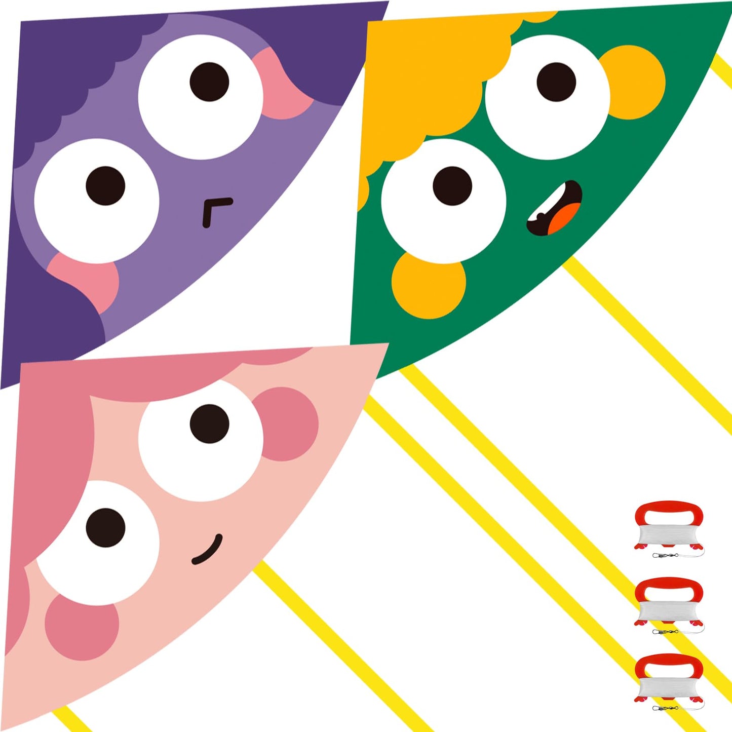 ESOKA PRON Kites ，Easy to Fly for Kids and Adults& Beginner, Outdoor Kite for Boys & Girls Toy,Perfect for Beaches and Parks & Family Fun (Pink Green Purple 3 Piece Set, 3)