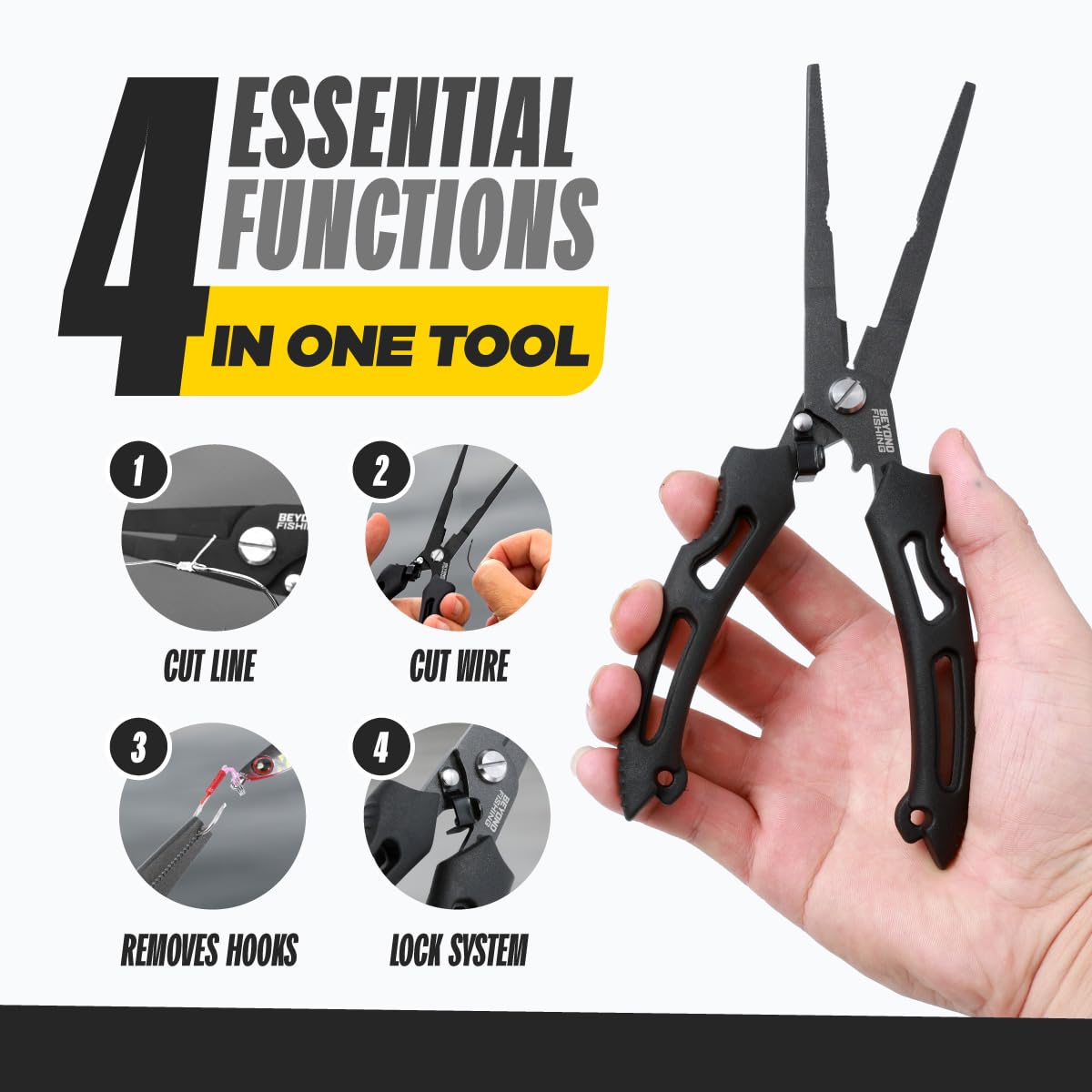 Beyond Fishing Long Nose Pliers 8.5 in - Yellow