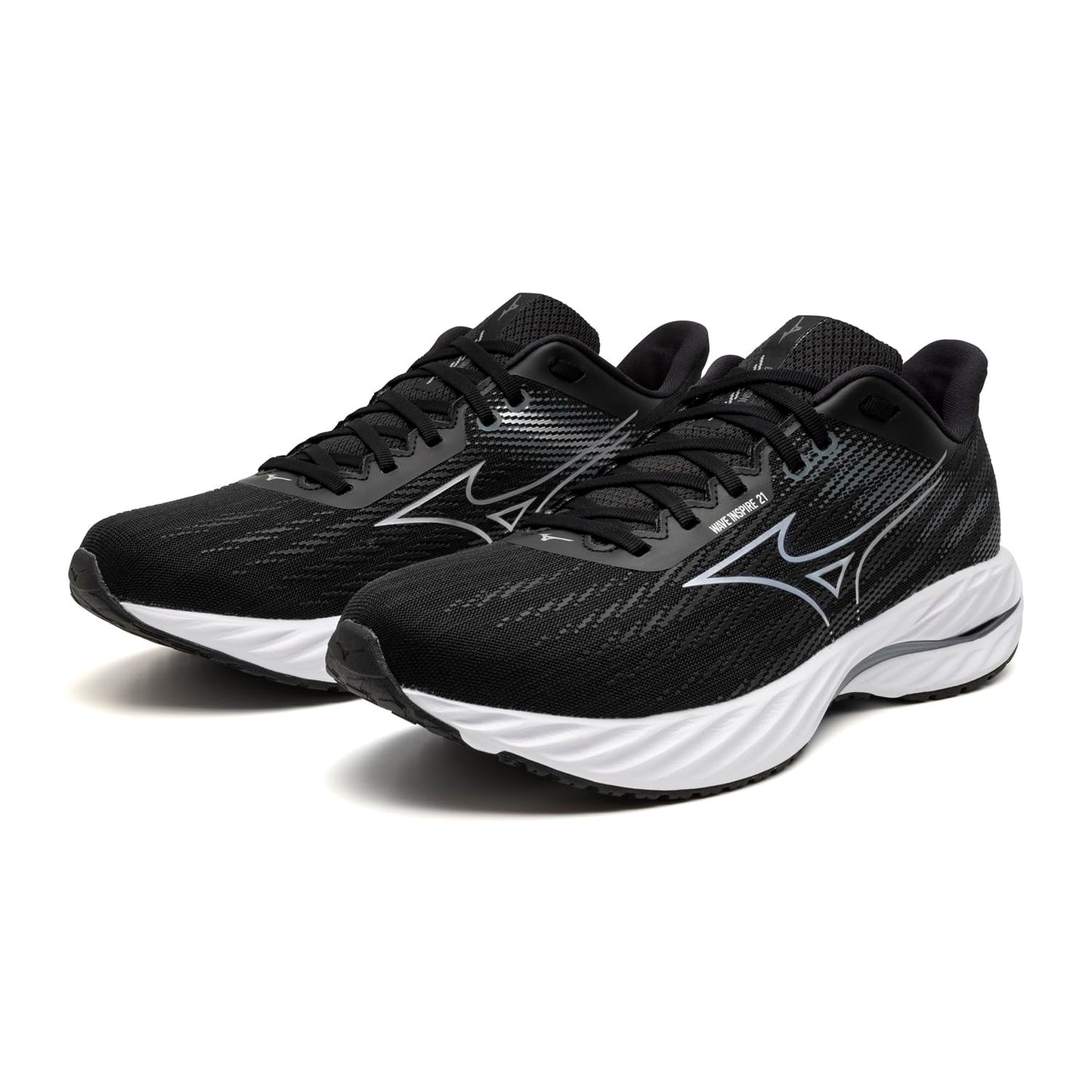 Mizuno Men's Wave Inspire 21 2E Running Shoe | Support Road-Trail Runner | Black-Silver | US Mens 11.5