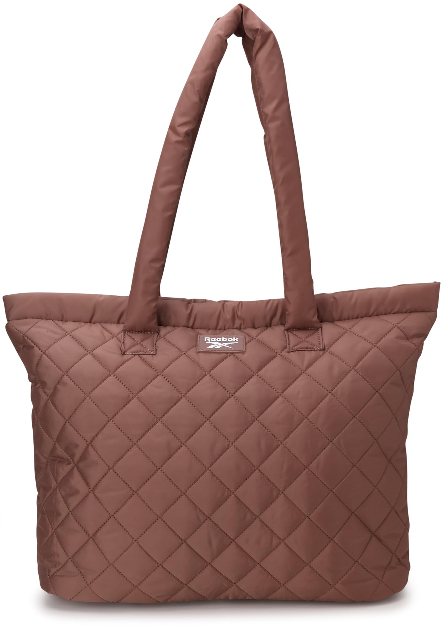 Reebok Womens Tote Bag - Lightweight Carry On Puffer Quilted Tote Bag for Travel Work Travel and Daily Essentials, Size One Size, Barbara Choco Malt