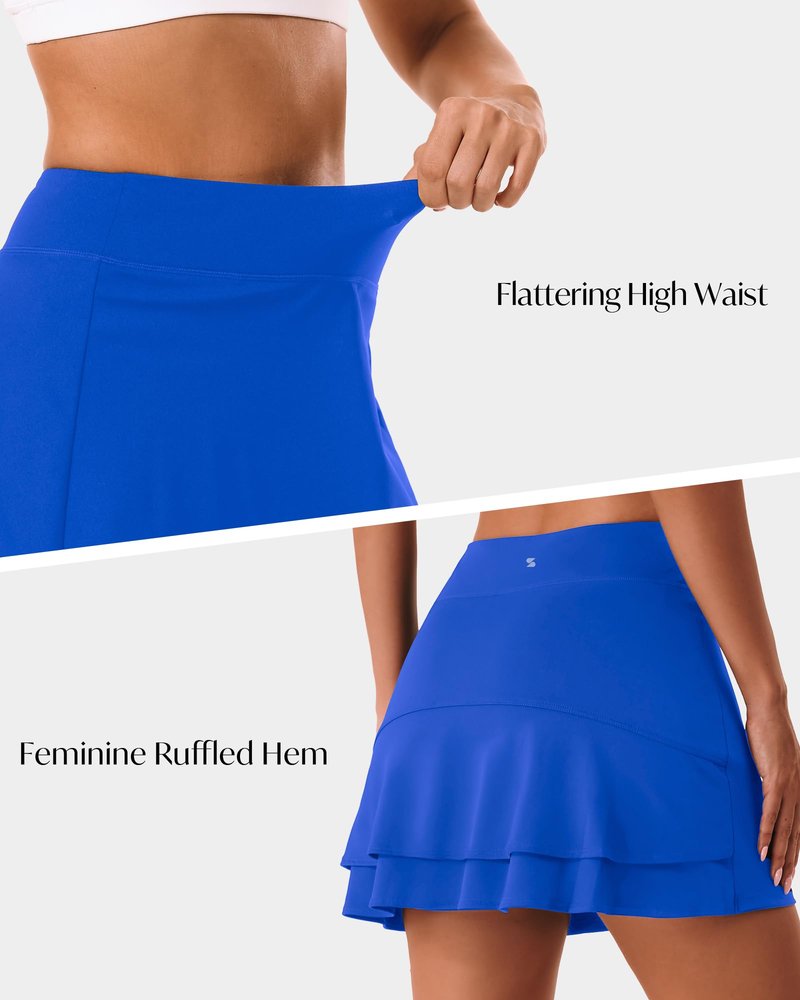 Stelle Tennis Skirts for Women Athletic Skirt with Shorts Golf Skort Pocket High Waisted Skorts Workout Pickleball (Sapphire,M)