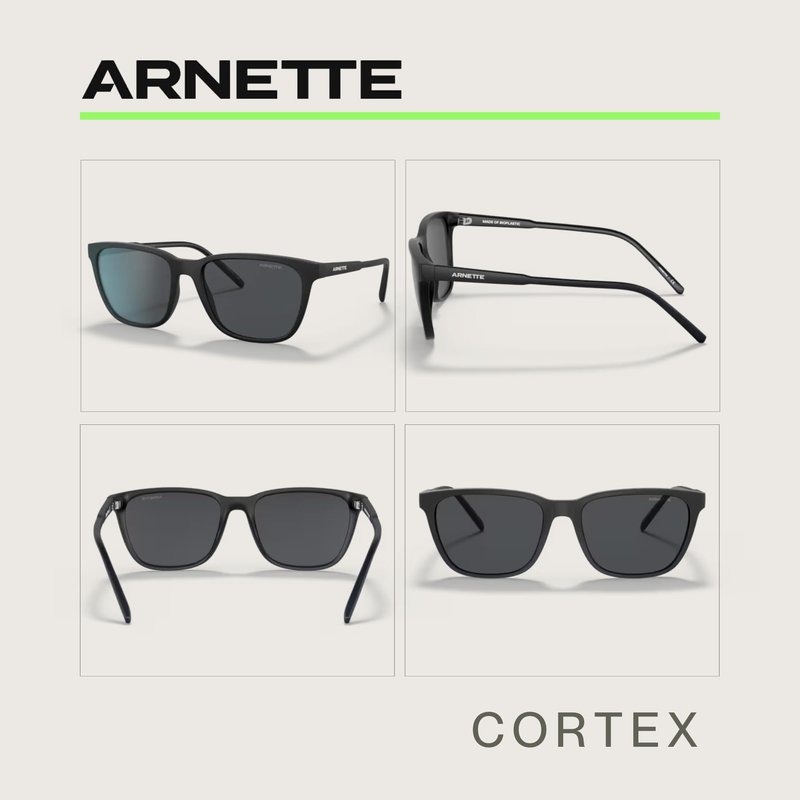 ARNETTE Cortex AN4291 275887 57MM Matte Black/Dark Grey Square Sunglasses for Men +Bundle with Accessory Eyewear Kit
