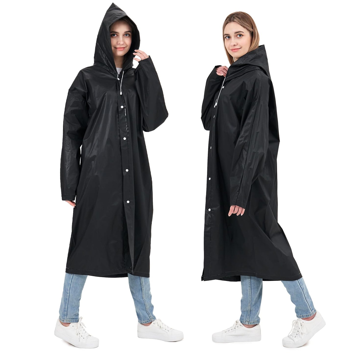 TUNCHMO Rain Coats for Adults Reusable 2 Pack EVA 20% Thicker Rain Ponchos with Hood for Men Women