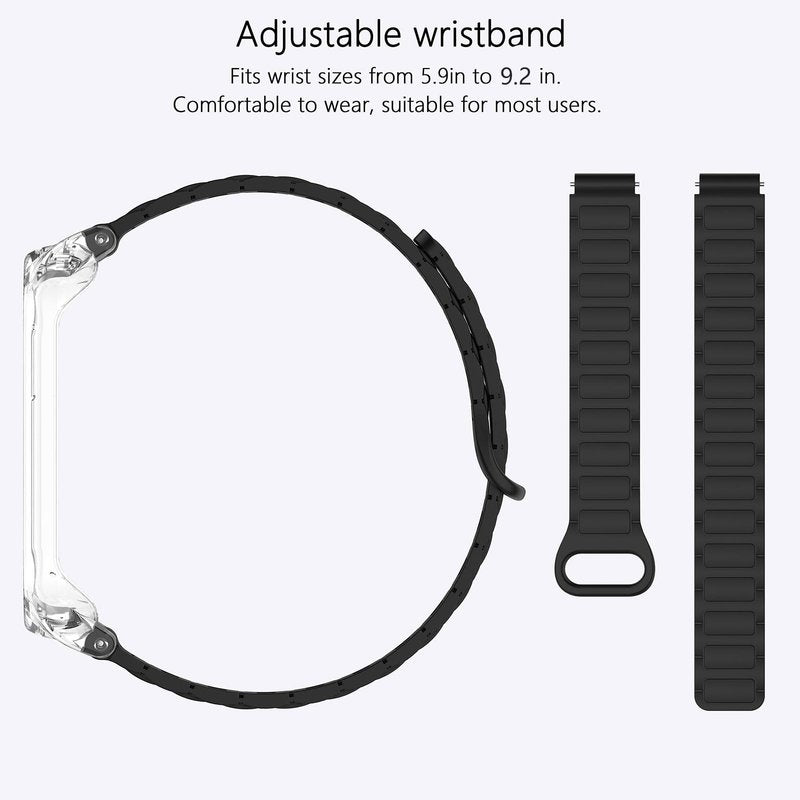 Magnetic & Pin Buckle Silicone Wristband with PC Case, Compatible with Plaud NotePin/NotePin S AI Voice Recorder, Adjustable Replacement Strap, 2 Styles Business Casual Design, 2‑Pack