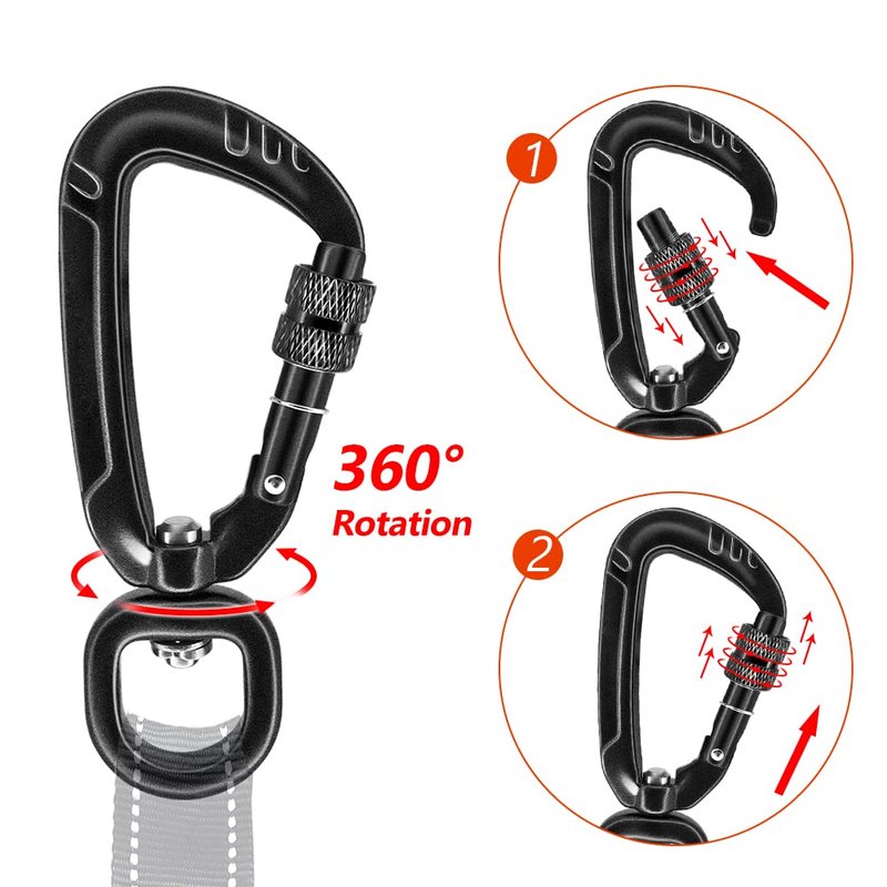 PANDENGZHE Locking Carabiner Clips 2.5" with Swivel Clasp for Securing Pets, Dog Leash Harness, Camping, Hiking, Backpack, Outdoors, Gym (4 Pack)