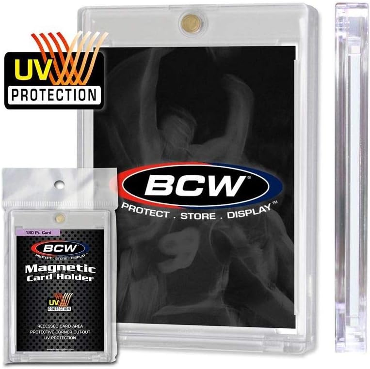 Magnetic Card Holders - 180 Pt Trading Card Protectors | 12 Pack, 2-Piece Design with Gold Magnet | Durable Hard Plastic Sleeves