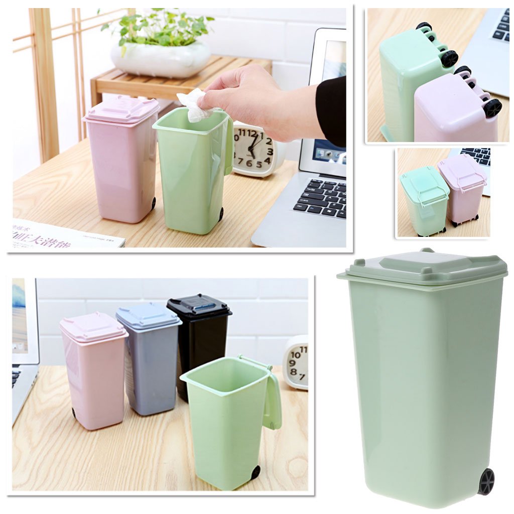 Wheelie Trash Can Pen Holder Storage Bin Desktop Organizer Garbage Bucket Trash Can Kitchen 13 Gallon