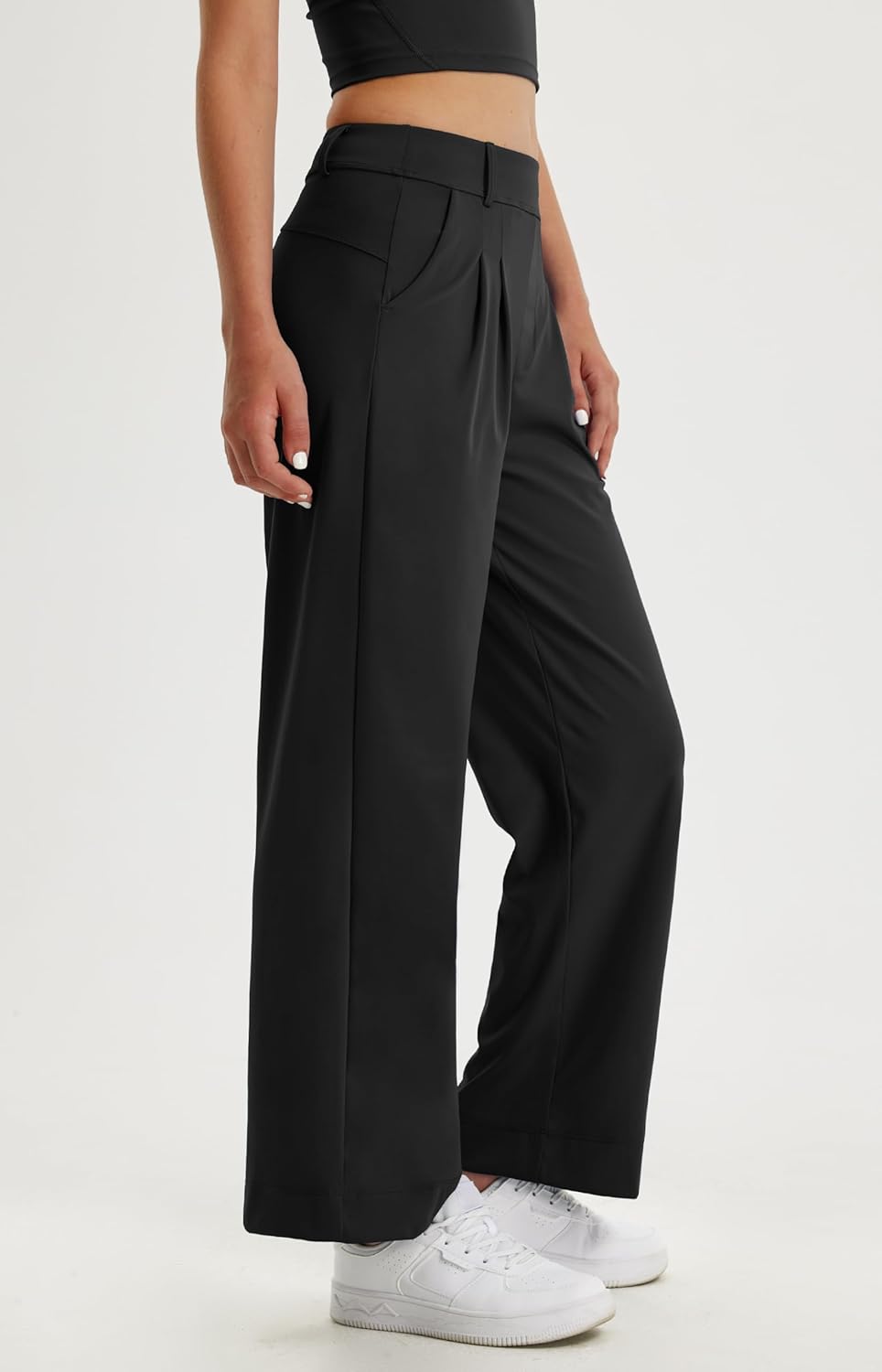 Libin Women's High-Waisted Wide Leg Dress Pants - Stretchy Casual Trousers with Pockets