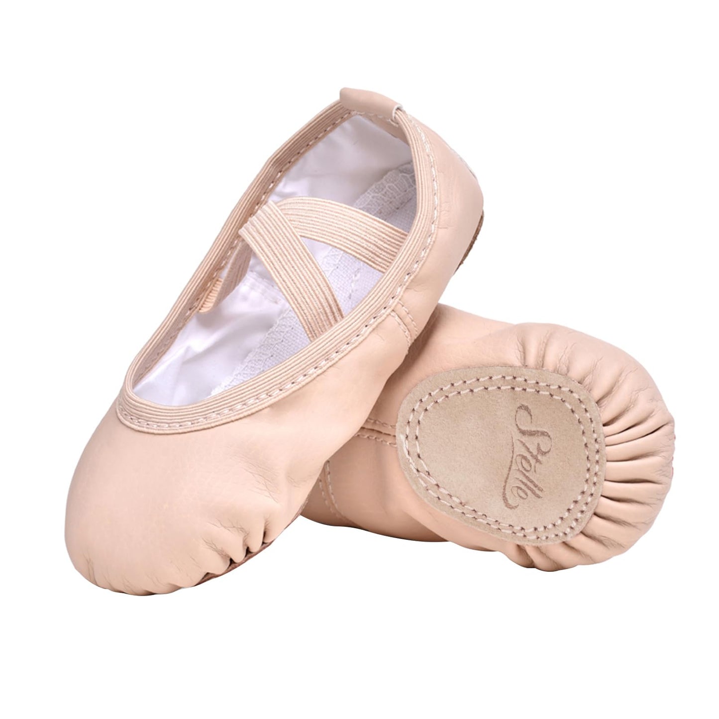 Stelle Ballet Shoes for Girls Toddler Ballet Slippers Soft Leather Boys Dance Shoes for Toddler/Little Kid/Big Kid(Ballet Pink, 5MB)