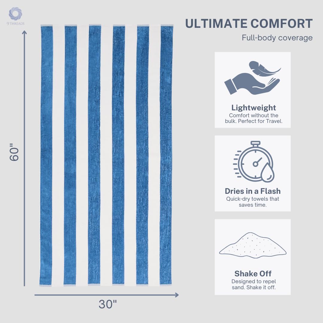 Oversized Cotton Turkish Beach Towel - Quick Dry, Absorbent | 30"x60", Cabana Mix, 4 Pack