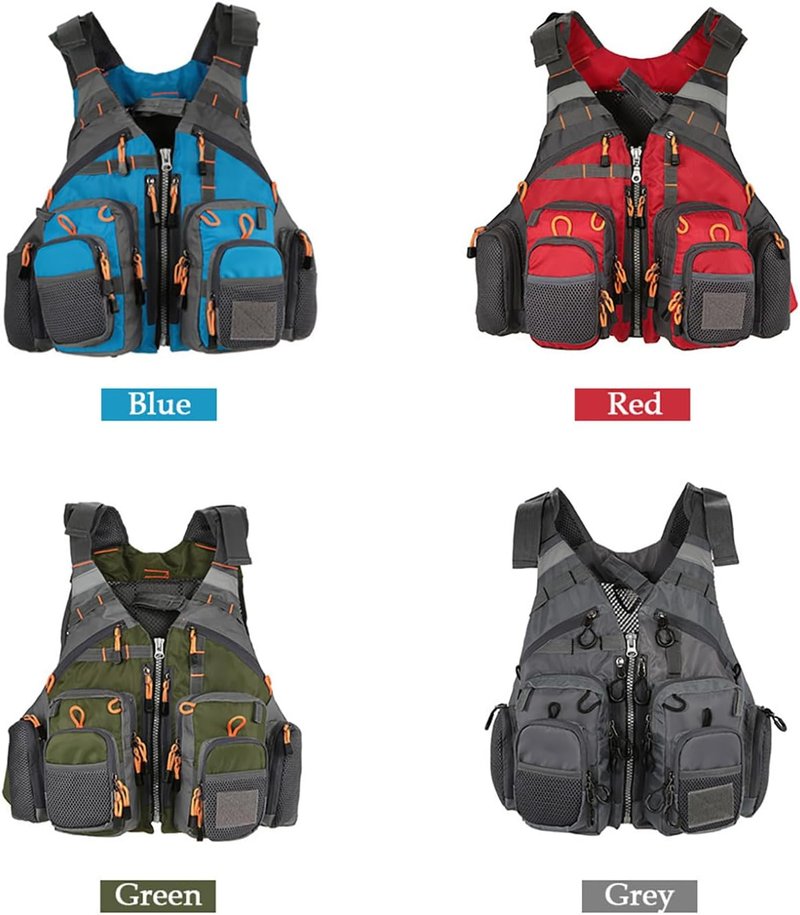 Multifunctional Kayak Life Jackets for Adults - Breathable, Portable Design with Multi-Pockets for Fishing | Detachable Floating Material