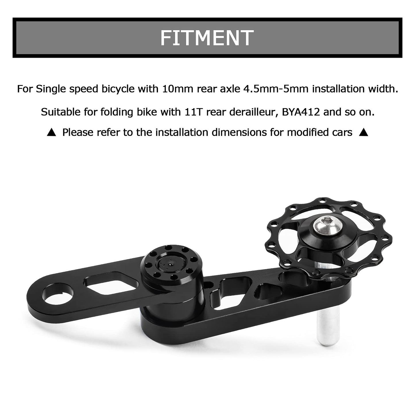 PSLER Bike Single Speed Chain Tensioner, Aluminum Alloy Bicycle Chain Guide with Derailleur Hanger, Foldable Bike Chain Stabilizer Replacement for MTB Road Cycling Accessories Black